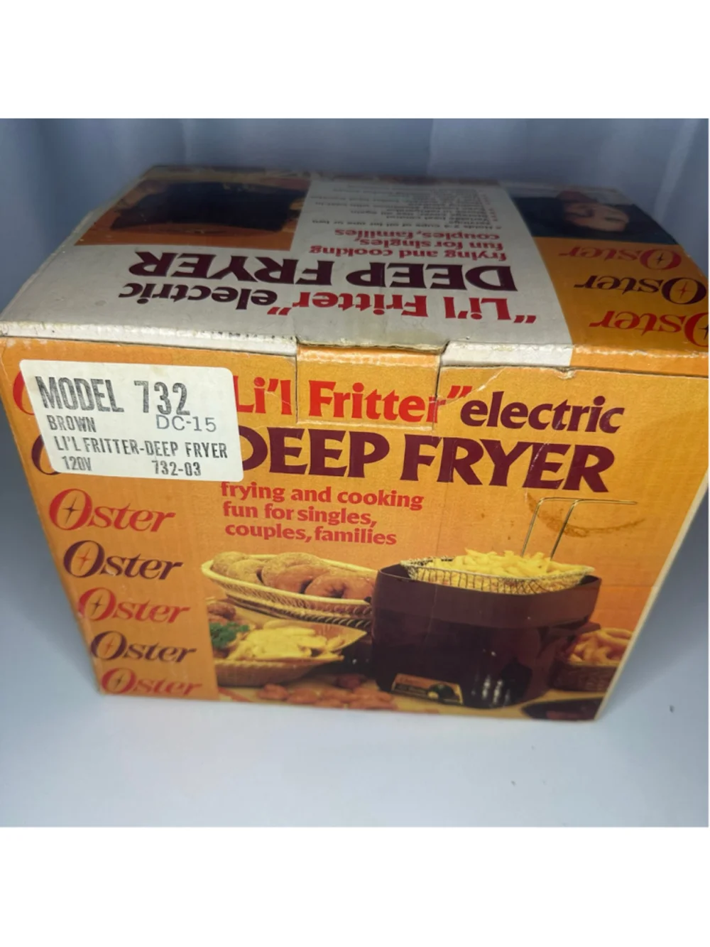 Vintage New In Box NIB Oster Li'l Fritter Electric Deep Fryer Brown Model 732